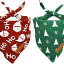 Realeaf Christmas Dog Bandanas 2 Pack, Christmas Tree and Santa Claus Dog Scarf for Boy and Girl, Premium Durable Fabric, Holiday Bandana for  Dogs (Small)