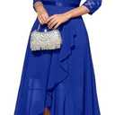 Bbonlinedress Women's V-Neck Dress for Women Wedding Guest Hi-Lo Floral Lace Prom Cocktail Party Formal Bridesmaid Dress, L
