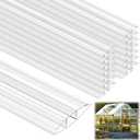 Tandefio 24 Pcs 4 ft Polycarbonate Greenhouse Panels H Connectors Fits 6 mm Polycarbonate Panels Clear Roofing Greenhouse Accessories, 0.2 Inch Thick