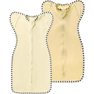 Baby Transition Swaddle 2-Pack, Newborn Sleep Sack, Arms Up Design (Arms In/Out), Infant Swaddle for Boys Girls (Small 0-3 Months, Beige + Light Khaki)