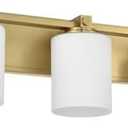 Hanaloa Gold Bathroom Vanity Light Fixtures, Aged Brass 3 Lights Vanity Lighting Fixture with Opal Glass Shade, Porch Wall Mount Light Fixture for Bathroom, Mirror Cabinets Hallway Stairs