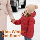 Kids Winter Beanie Hat and Scarf Set with Pom Pom for Girls, Children's Thick Ski Cap with Earflap Fleece Lined Hat 3-9 Years