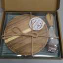 Round Acacia Wood Charcuterie Board, Wooden Serving Platter for Cheese, Appetizers, Tray Gift