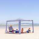 CoolCabana Beach Shade Tent - Easy Setup, UPF 50+ Protection, Large & Medium Sizes, Compact & Wind Resistant - Beach Cabana for The Whole Family - Navy Stripes, Large, 64ft2 - 8' x 8'