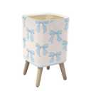 Trash Can with Lid Seamless pattern cute blue bows Trendy hair braiding accessory Hand Garbage Can Rectangular Waste Bin Press Cover Dog Proof Wastebasket for Kitchen Bathroom Living Room Nursery