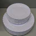 U-QE 60 Pcs White Plastic Plates for Party  Scalloped Plastic Plates Heavy Duty & Elegant  Include 30 10" Dinner & 30 7" Dessert Plate - Perfect for Party & Wedding