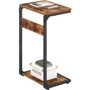 C-Shaped End Table, Small Couch Side Table, Sofa TV Tray Table for Living Room, Bedroom, Bedside ET-YB-BRW1