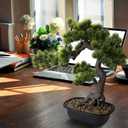 Artificial Bonsai Plant, Large Faux Juniper Plants 20 inch, Faux Potted Pine Plants Indoor Decor for Office Desk Home Table, Greenery Desktop Bonsai Tree for Room Decorations, Tall 20"