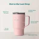 REDUCE 18 oz Hot1 Stainless Steel Insulated Mug with Temperature Adjusting Lid - Dual-Wall Vacuum, Cupholder Friendly - Keeps Drinks Hot for 6 Hours - Ideal for Coffee, Tea & Other - Pink Salt