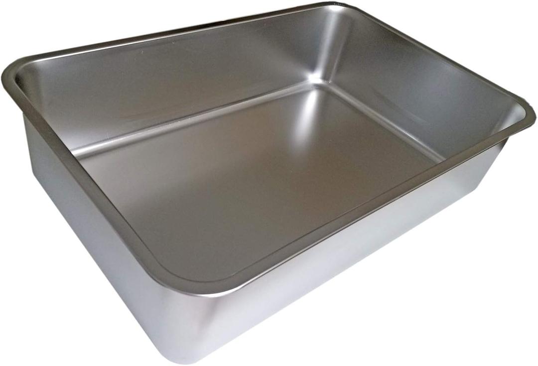 KUNWU SUS304 Stainless Steel Food Grade 6" Deep Extra Large Cat Litter Box Corrosion Resistant Durable Pan 23.5" x 15.5" x 6"