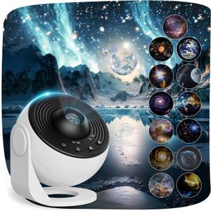 Planetarium Projector Pro for Bedroom, 13 in 1 Star Projector Galaxy Light, Ceiling Night Light Milky Way Mood Lighting with Timer, LED Space Galaxy Lamp Bedroom Room Decor for Adults Kids, White