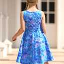 Funnycokid Girls Dress Summer Sleeveless Sundress Birthday Outfit Twirly Mermaid Party Kids 4-15 Years (Blue, L)