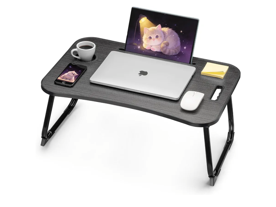 Ruxury Folding Lap Desk Bed Desk Laptop Table Tray, Breakfast Serving Tray, Portable & Lightweight Mini Table for Sofa Couch Floor - Black