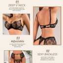 txsrbsj Sexy Women's Lingerie Sets with Garter Belt 3 Piece Teddy Bodysuit with Metal Chains, Push Up Exotic Sleepwear (Black, M)