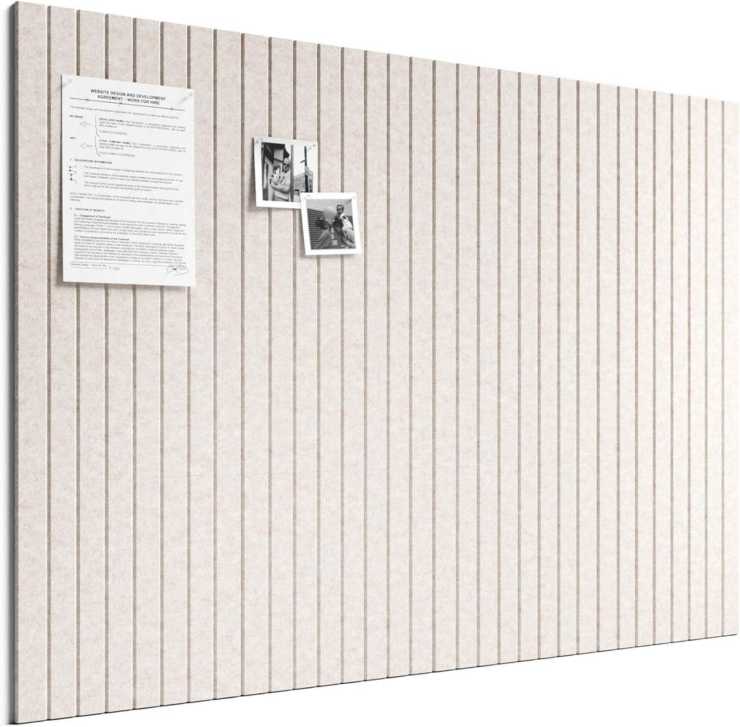 Bumusty Large Cork Board Alternative, 48 x 36" Felt Bulletin Board Tiles, with 30 Pushpins, 70 Adhesive Tabs, 12-Pack Slat Wall Paneling, Cork Boards for Office Push Pin Board Felt Board Oatmeal