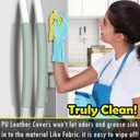 Refrigerator Handle Covers, 6PCS, Leather Kitchen Appliance Handle Covers, Keep Your Fridge Microwave Oven Stove or Dishwasher Clean, Stains Dirty Oils, Timesaver, Kitchen Decor (Jade Green)