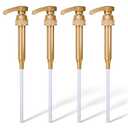 4 Pcs Coffee Syrup Pump Dispenser - Works as Skinny and Torani Syrup Pump - Fits Various 25.4 oz Bottles, Precise Dispensing 0.3oz & Lockable Design, Easy to Use & Clean, Ideal for Liquid & Pastes (Gold)