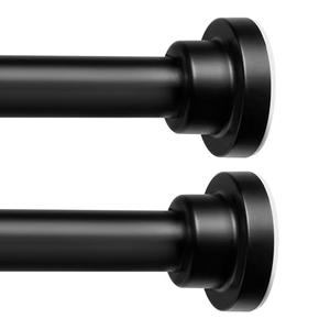ENJOYBASICS Adjustable Spring Tension Curtain Rods 32 to 66 Inches, Stainless Steel Matte Black Shower Rod No Drilling for Window, Bathroom, Closet, Room Divider, 7/8" Diameter, 2 Pack