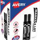Avery Marks A Lot Permanent Markers, Large Desk-Style Size, Chisel Tip, Value Pack, 36 Black Markers Total, Ideal for Signs, Posters, Labeling, and More (98206)