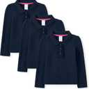 Gymboree Girls' and Toddler Long Sleeve Ruffle Polo Shirt Multipack (3T, Navy 3-pack)