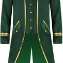 WISHU Mens Steampunk Medieval Jacket, Gothic Victorian Renaissance Tailcoat Vampire Halloween Costume Vintage Frock Coat (Medium, Green)