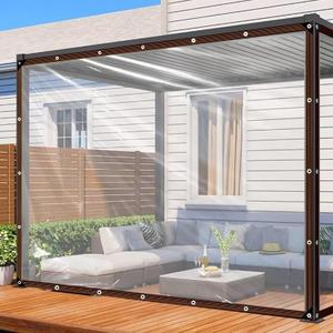Clear Tarp - Heavy Duty Waterproof 7x12FT Plastic Tarps with Grommets Clear Vinyl Tarps for Outdoor Porches Transparent Tarpaulin for Patio Enclosure Roofs Greenhouse Plant Chicken Coop Cover