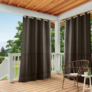 Indoor Outdoor Curtains, Light Filtering Opacity with Grommet Top, Water Repellent, 2-Pack Set (Chocolate)