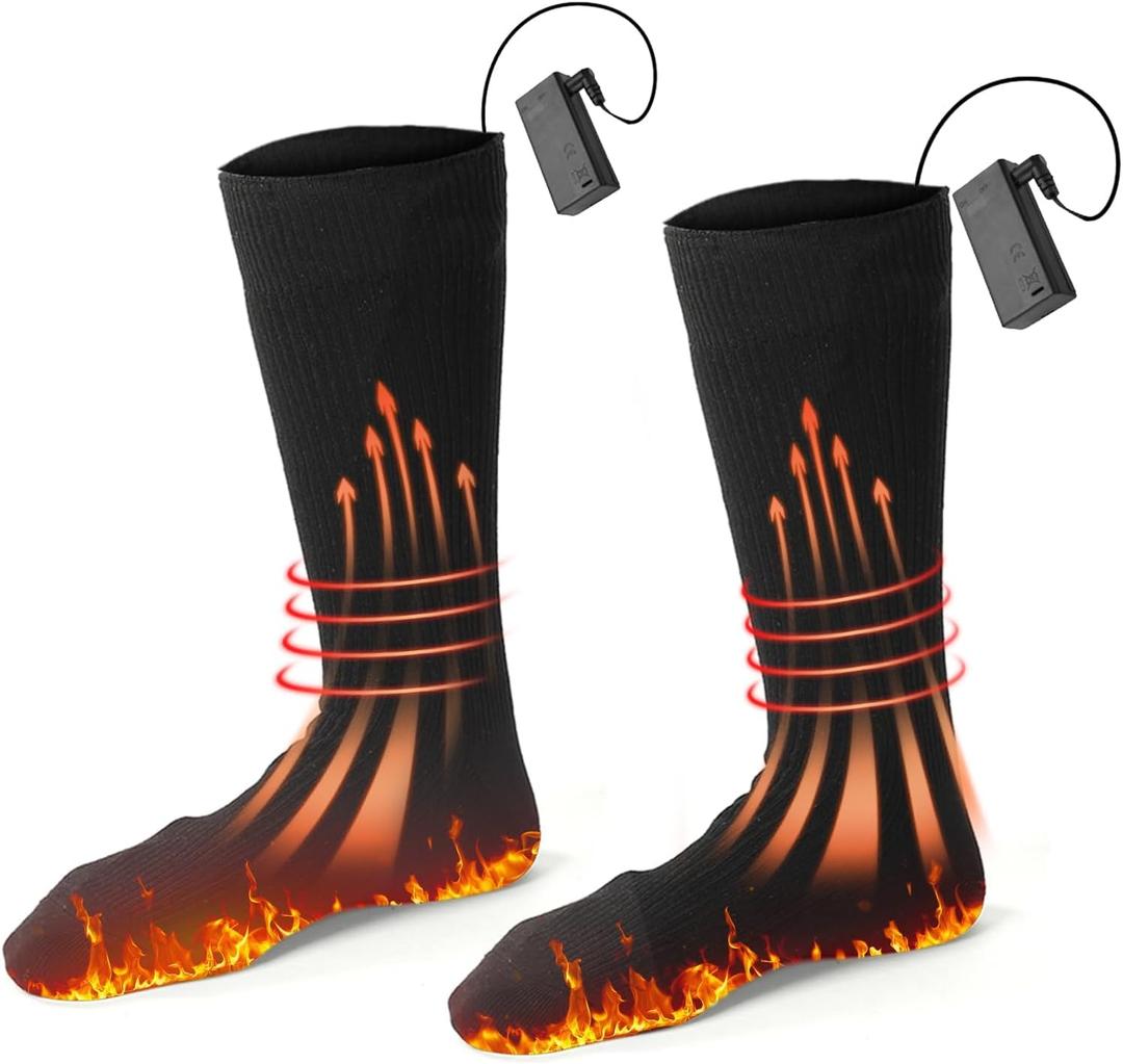 Electric Heated Socks for Men Women, Battery Operated Washable Thermal Socks Winter Warm Socks for Outdoors Work Fishing Hunting Skiing Cycling Hiking Camping, 50 /122  (Small, Black)