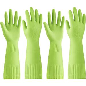 Rubber-Gloves Dishwashing Gloves for Cleaning-Kitchen - 2 Pairs Long Household Cleaning Gloves for Washing Dishes