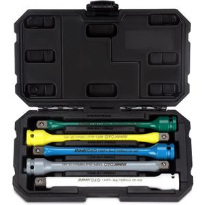 1/2" Drive Torque Limiting Extension Bar Set, 5-Piece Impact Torque Limiter Set with 8 Inch Color-Coded CR-MO Torque Sticks 65 to 140 Ft-Lbs for Locking Lug Nuts
