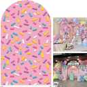 Arch Backdrop Covers Pink Ice Cream Sprinkles Arched Panels Covers for Parties Stretchy Background Birthday Banquet Party Baby Shower Decor Banner