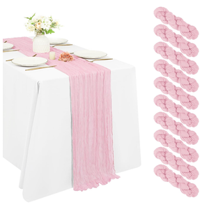 10 Pack Cheesecloth Table Runner 45cm x 275cm Long Boho Gauze Table Runners Semi Sheer Table Runner for Wedding Decor, Baby Shower, Birthday Party, Banquet (Light Pink)