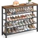 VASAGLE Shoe Rack, 5-Tier Shoe Storage Organizer with 4 Metal Mesh Shelves for 16-20 Pairs and Large Surface for Bags, for Entryway, Hallway, Closet, Industrial, Rustic Brown and Black ULBS15BX