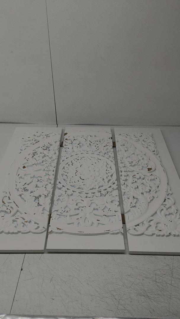 Painting ORNAMENT White 12 x 35,5 inch, 3 Panels