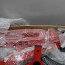 FreekyFit Adjustable Tall Shop Stool, Mechanic Garage Bar Stool Chair, Work Metal Chair for Workshop, 360° Swivel Padded Seat, Tool Tray Storage, 350 LBS Capacity, Heavy Duty, Red