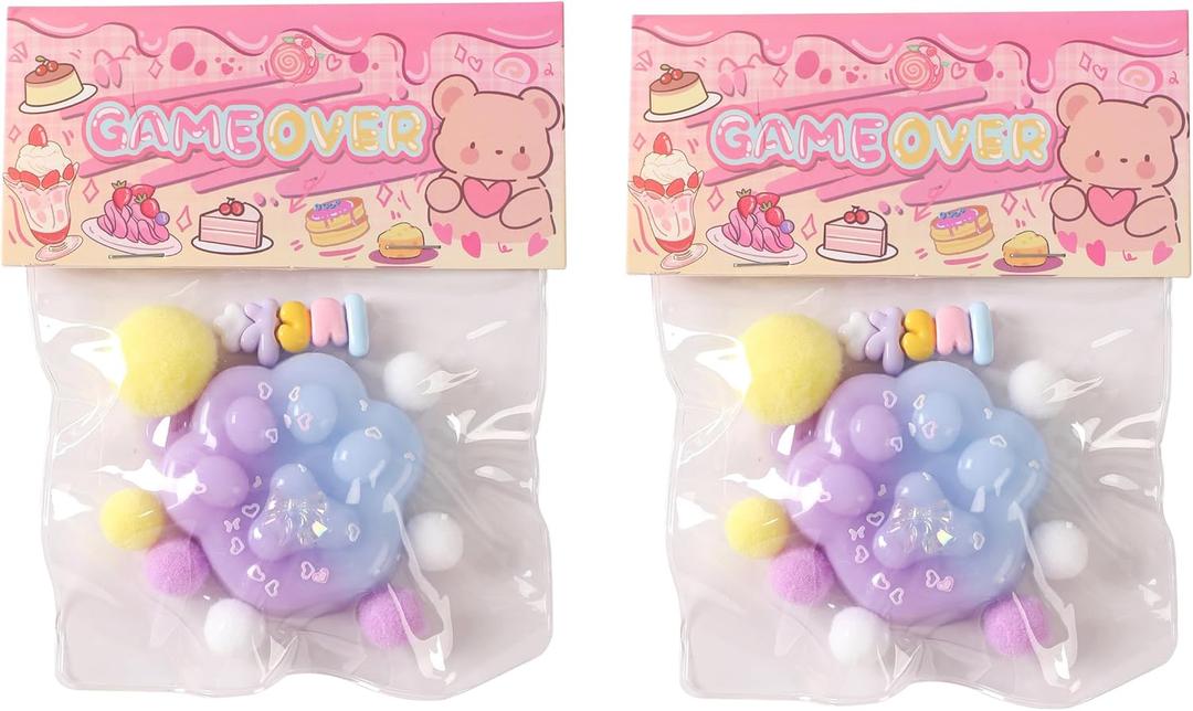 3 x 2PCS Taba Squishy Cat Paw Squeeze Toys,Sensory Fidget Toy for Your Best Mellow and Chill,Birthday Gift, Squishy Toys for Adults (Blue Purple Gradient-2PCS)