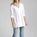 Womens White Peplum Pleated Button Down Shirt Long Sleeve Top Casual Blouse (S)