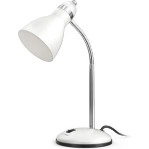 LEPOWER Metal Desk Lamp, Adjustable Goose Neck Table Lamp, Eye-Caring Study Desk Lamps for Bedroom, Study Room and Office (White)