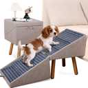 Dog ramp for Small Dogs, 2-in-1 Pet Steps & Ottoman - Foldable Dog ramp for Couch, Non-Slip Wooden Pet ramp for Puppy Senior Injured Dogs (Light Brown, XXL(21.06H)) | Tall 6-step stairs for medium large dogs to high bed Convertible to bedside nightstand. Non-slip steps & split ottoman design