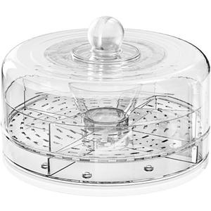Snackle Box Container with Lid Rotating Snack Spinner Divided Serving Tray with 4 Compartment Fridge Food Storage Organizer for Vegetable, Fruit,Salad,Nuts,Snack