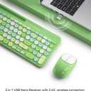 Retro Wireless Keyboard and Mouse Combo, Full-Size USB Keyboard with Round Keycaps, 2.4GHz Wireless for Desktop, Laptop and Computer (Green-Colorful)