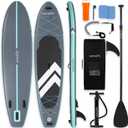 SereneLife Ultra-Light Inflatable Stand Up Paddle Board with Premium SUP Accessories - Extra Wide Stable Design with Non-Slip EVA Deck Pad for Youth and Adults of All Skill Levels - 350 lbs Capacity