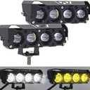 LED Yellow/White Motorcycle Driving Fog Lights Bar 2Pcs 5Inch Offroad Driving Lights Pod Light Work Auxiliary Lights fit for Motorcycle Truck Vehicle ATV SUV UTV 4WD Boat Tractor