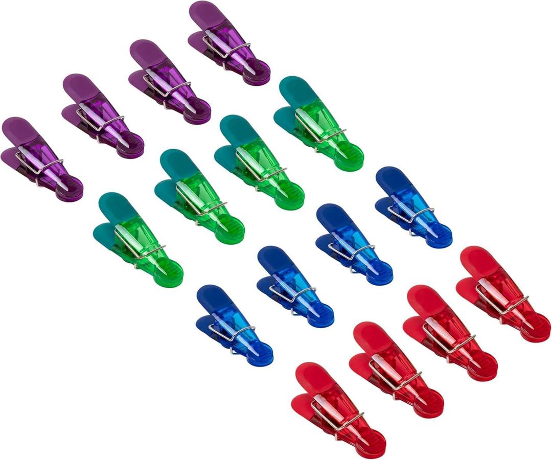 Seal N Snack Magnetic Chip Clips, Multi-Purpose Bag Grips for Kitchen Storage, Keep Pantry Foods Fresh, 16 Count
