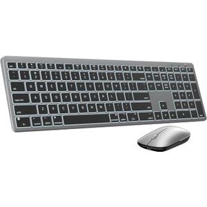 SABLUTE Bluetooth Keyboard and Mouse for Mac  7-Color Backlit, Multi-Device, Rechargeable, Full-Size Wireless Keyboard Mouse Combo with Quiet Scissor-Switch Keys & Tilt Legs for Mac (Space Gray)