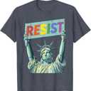 Resist Rainbow Statue Liberty Protest Lgbt Heather Blue Men Women T-Shirt 6XL