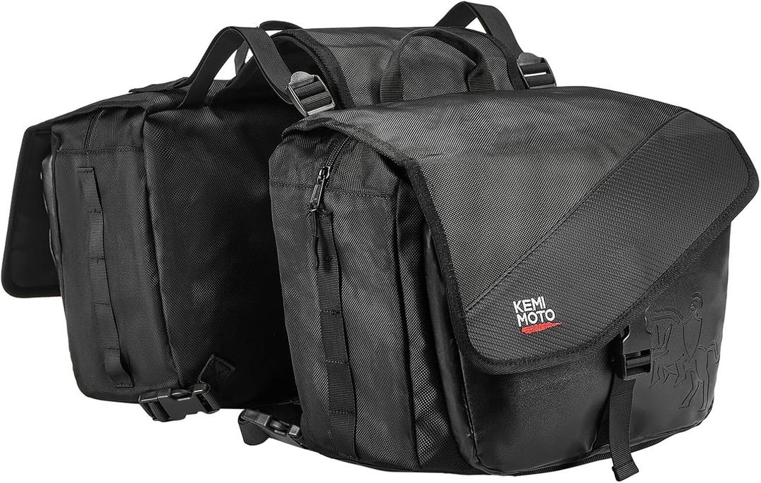 KEMIMOTO Motorcycle Saddlebags, 40L(20Lx2) Large Capacity Detachable Side Saddle Bags Motorcycle Panniers Bags with Protective Cover Universal Luggage Bag, Black