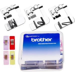 AMZTKDIY 3 Sizes Wide Rolled Hem Pressure Foot Presser Feet Hemmer Foot Set 1/2 Inch, 3/4 Inch, 1 Inch for Brother Singer Sewing Machine Supplies