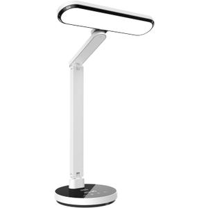 Miady LED Desk Lamp Stepless Dimming for Office Home, 15/30/45 Minutes Auto-Off Timer, 6 Lighting Brightness Levels with Adjustable Arm, Eye-Caring Reading Light for Table Bedroom Study