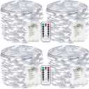 4-Pack Fairy Lights Battery Operated with Remote, Waterproof 33FT 100 LED Battery String Lights Outdoor Indoor, 8 Modes Twinkle Lights with Timer for DIY Home Centerpiece Christmas Decor (Cool White)